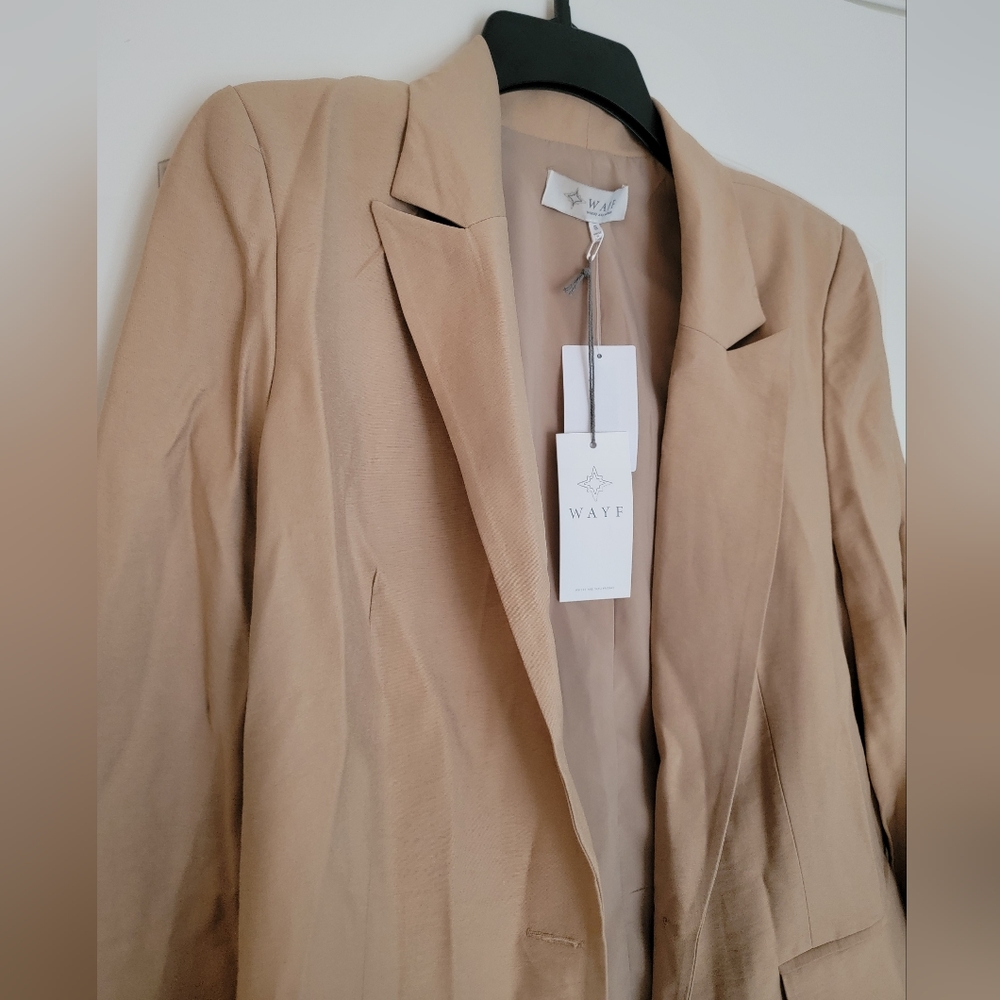 🆕️🤎 WAYF Betty Notched Lapel Blazer Beige Tan Classic Tan - Picture 11 of 12